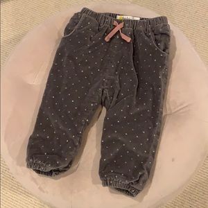 Mini Boden - Grey Velour Pants (lined) Size: 6-12m